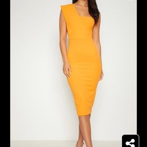 🌞 Yellow-Orange One Shoulder Dress